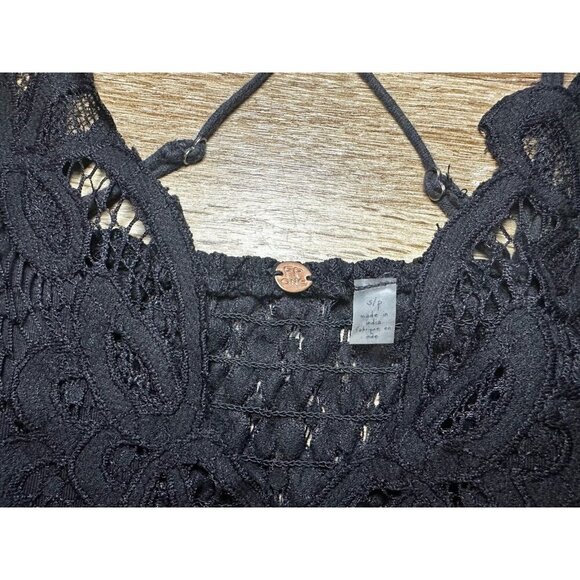 Free People Adella Lace Trim Midi Dress in Black Size Small Whimisigoth Fairy - Picture 5 of 11
